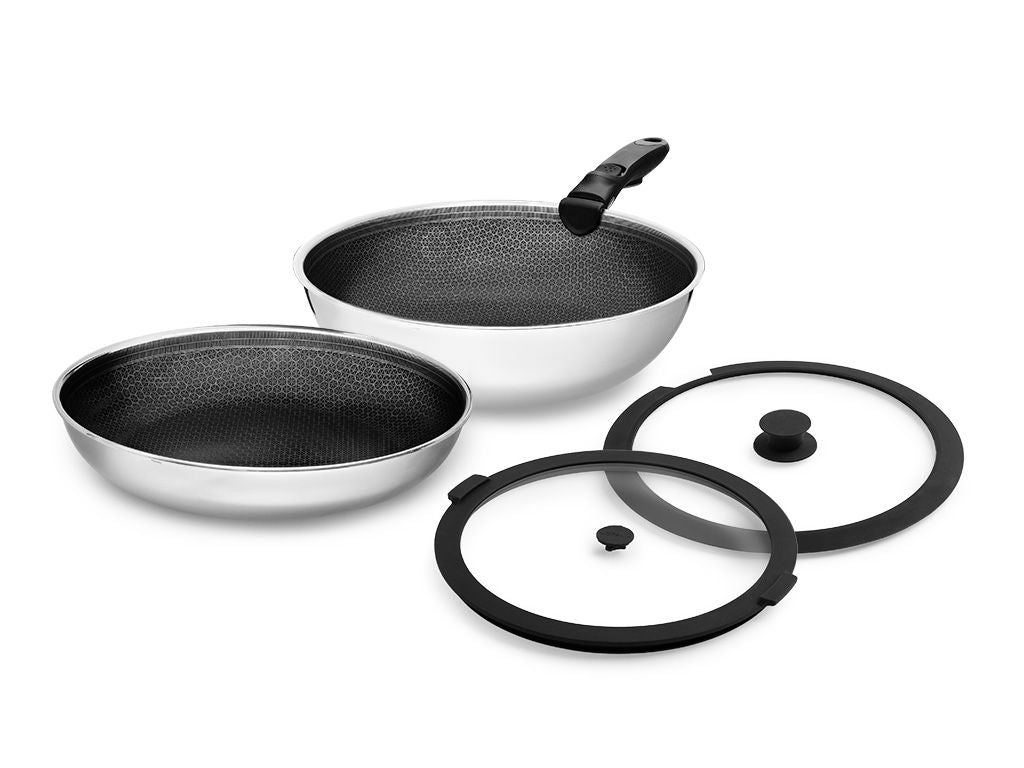 SEKOITETTU PAISTINPANNU IRROTETTAVALLA KAHVALLA – 2-OSAINEN WOK-SETTI - 1