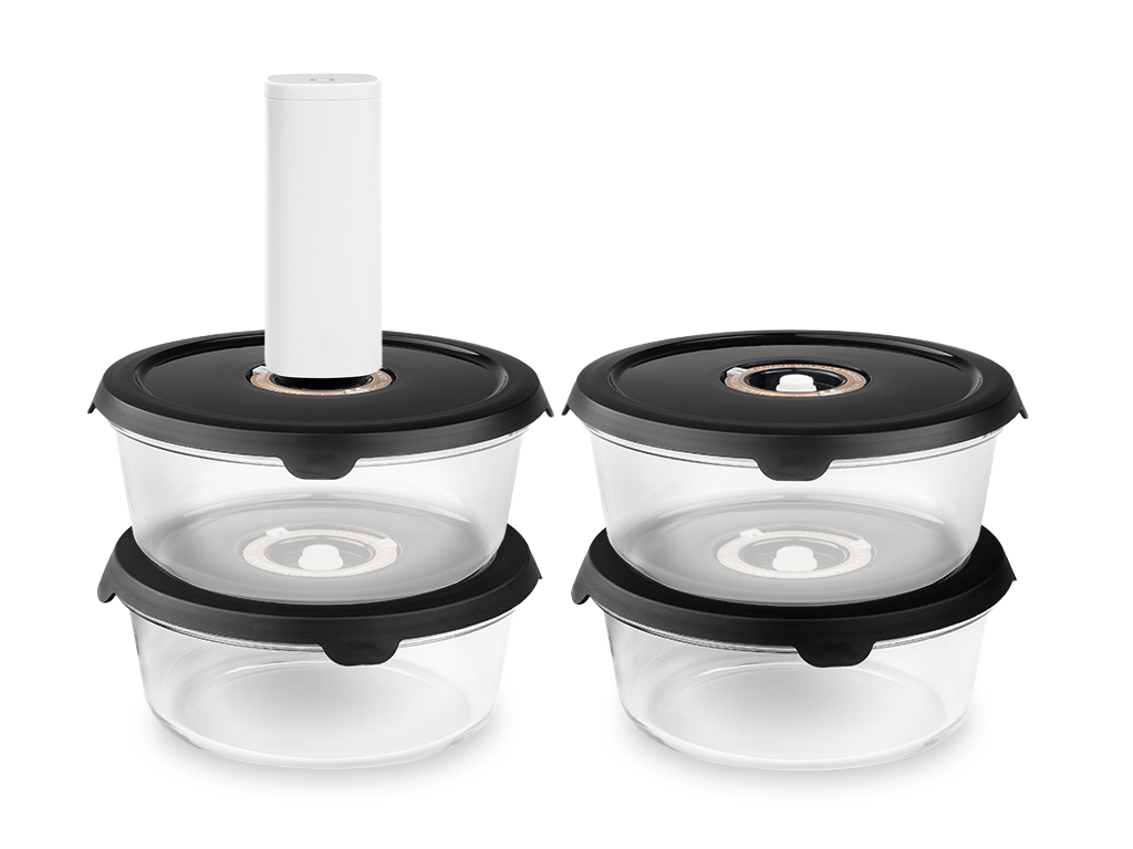 PYÖREÄ VAKUUMILASISÄILIÖ – 1400ML SARJA - 4 KPL - 1